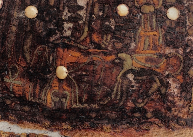 Detail of an appliqué textile from the tomb of Tutankhamun, 14th century BC. Photograph by Nino Monastra.