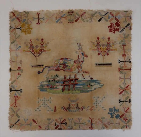 Embroidered Berlin work sampler, wool on linen, The Netherlands, 19th century.