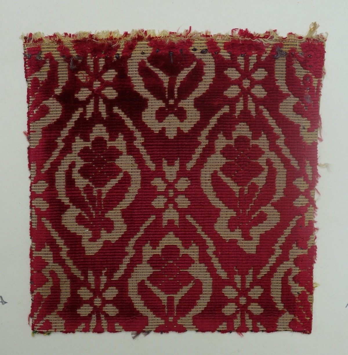 Voided velvet in silk and linen. European, 17th century.