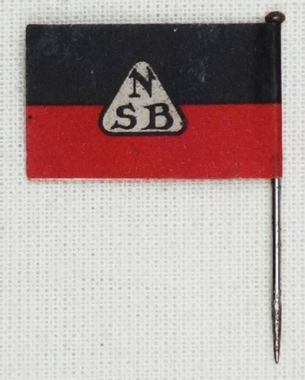 Lapel pin of the National Socialist Movement in the Netherlands. The colours red and black stood for their Blood and Soil (&#039;Bloed en Bodem&#039;) theories.
