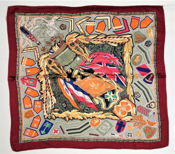 Scarf celebrating the history of the Prinses Irene Brigade, the Netherlands, 1948.