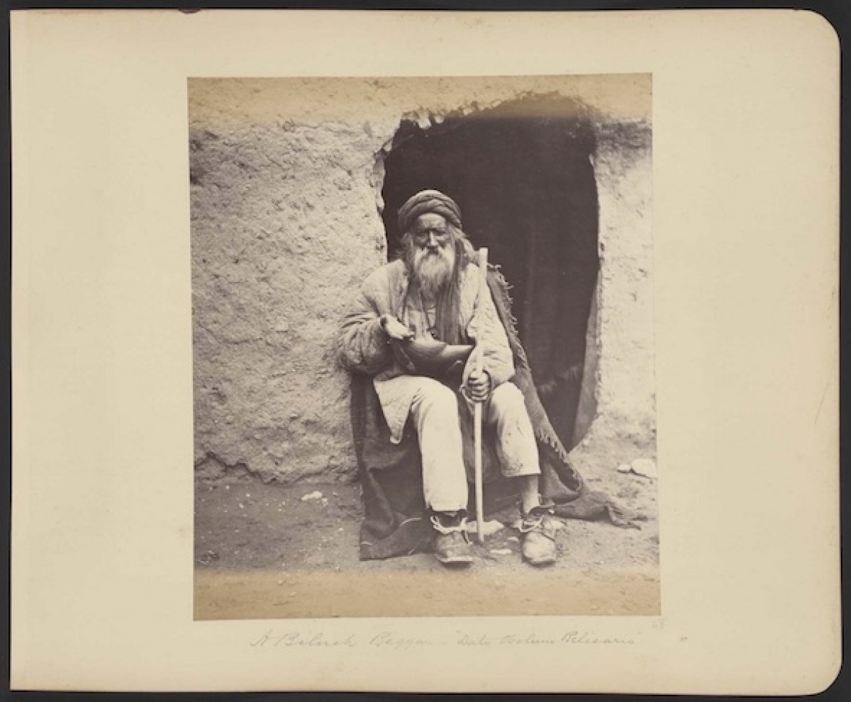 &ldquo;A Baluch beggar &ndash; &lsquo;Dato obolum Belisario.&rdquo; From the photograph album of Benjamin Simpson, 1879-1880.