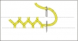 Schematic drawing of an open Cretan stitch.