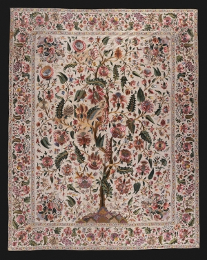 Palampore hanging with a design of a flowering tree, India, late 17th or ealy 18th century.