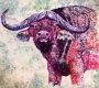 A buffalo, machine-embroidered by Sophie Standing.