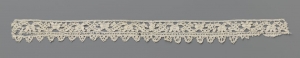 Strip of embroidered lace, late 16th century, Italy.