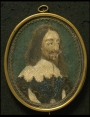 Embroidered picture of Charles I, based on engraving by Wenceslaus Hollar, England, 17th century.