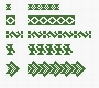 Some cross stitch patterns from a Portuguese sample book (17th century; chart by Gillian Vogelsang-Eastwood, based on MMA 25.92). 