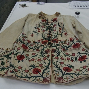 Embroidered waistcoat made in India, probably for the European market, mid-18th century.
