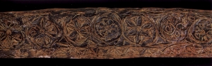 Embroidered remains of Queen Arnegundis' silk garment. 6th century AD.