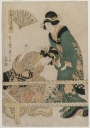 Coloured woodblock print by Utamaro II, Japan, 1808, on Chinese embroidery instruction.