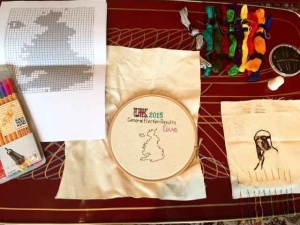 Cross-stitching the 2015 general elections in Britain, by Tom Katsumi.