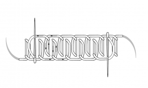 Schematic drawing of the double buttonhole stitch.