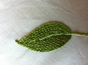 Chain stitch used as a filling stitch.