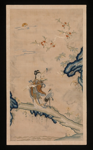 &#039;Fairy and crane&#039; embroidery, Qing Dynasty China. On display at the exhibition &#039;Painting with Threads: Chinese Tapestry and Embroidery, 12th–19th Century&#039;, MET New York, 2014-2015.
