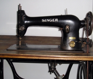 A Singer sewing machine.