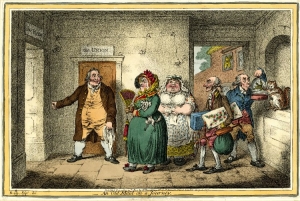 &#039;An Old Maid on a Journey&#039;, a hand-coloured etching by the cartoonist, James Gillray, based on Brownlow North, 1804.
