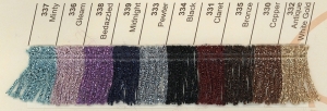 Collection of lurex yarns.