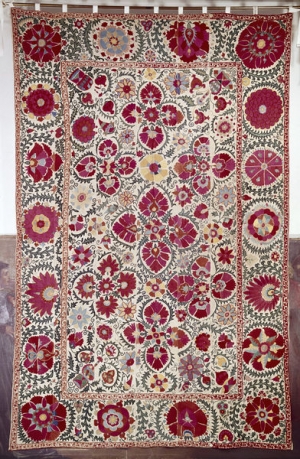 Large embroidered cover from Uzbekistan, late 19th century.