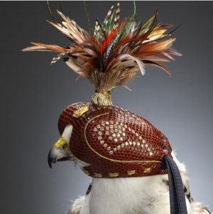 Modern, diamond studded falcon hood for the Middle Eastern market.