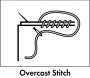 Diagram of an overcast stitch.