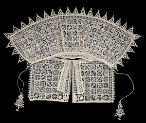 Partlet with high standing collar made in reticella work. Early 17th century, Holland.