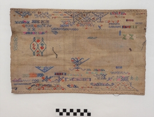 Cotton and silk sample for teaching a weaver, Miao, China.