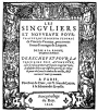 Cover of 1606 edition of &#039;Les Singuliers et Nouveaux Pourtraicts...&#039; by Federico de Vinciolo (1587).