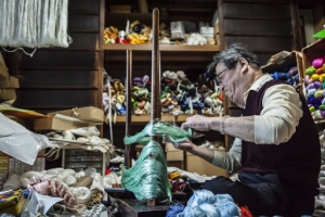 Inside Omoto Shoten, silk thread shop, Kyoto, Japan.