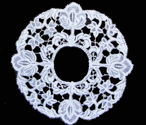 Modern example of Kenmare needlepoint lace, worked by Sinead Hennessy, 2010, from a design drafted by the Poor Clares in c. 1880.