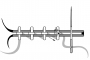 Schematic drawing of horizontal cross stitch couching. 