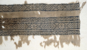 Piece of darned embroidery. Blue cotton on linen. Mamluk period, Egypt.