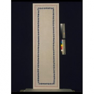 Linen table runner from Germany, silk embroidered, early 20th century.