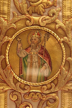 St. Rumbold, embroidered in or nu&eacute;, The Netherlands, 15th/16th centuries.