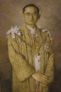 King Bhumipol Adulyadei, wearing the &#039;cha long phra ong khrui&#039;.