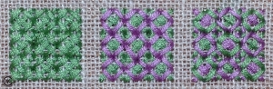 Three variants of the rice stitch.