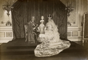 Charles IV of Hungary wearing the Hungarian coronation robe. December 1916.