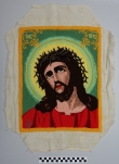 Russian Orthodox religious panel representing Christ with the Crown of Thorns, worked in punch needle emrboidery, 1980's.