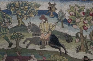 Detail of the Bradford Table Carpet, early 17th century.