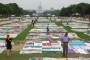 Panels of the Aids Memorial Quilt on display at the National Mall, Washington D.C., USA, July 2012.