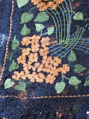 Knitted and embroidered shawl, Britain, c. 1850.
