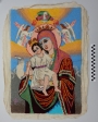 An example of a Russian Orthodox igolochky icon depicting the Virgin and Christ Child, 1980&#039;s.