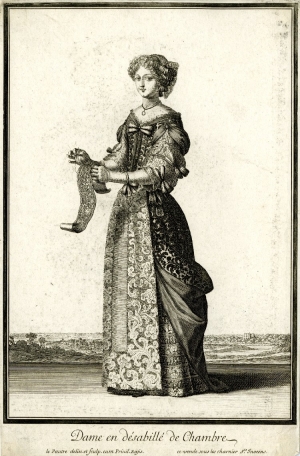 Print Dame en désabillé de chambre, France, c. 1675.