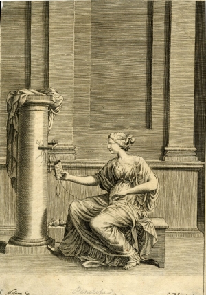 A woman doing her needlework, being an allegorical representation of Industry. Engraving dated 1640.