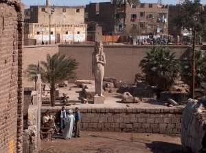 Akhmim, Egypt. Limestone statue of Meryut Amon, discovered in 1981.