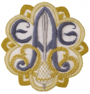Arms of the Philadelphia Chapter of the Embroiderers&#039; Guild of America.