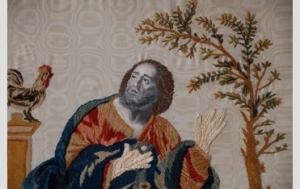 Example of Arrasene embroidery of St Peter, dated 1852.