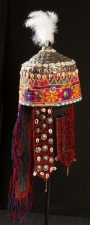 Turkmen girl&#039;s headdress decorated with cowrie shells, Afghanistan, late 20th century.