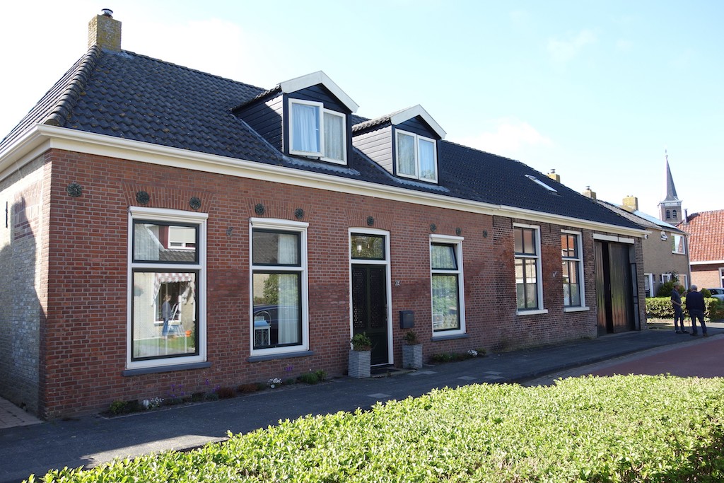 Former Protestant school (right) and school masters house (left), Schettens, Friesland, built with the financial support of Akke's mother, the widow Gerbrig Wybrens' Scheepsma-Douwsma. The school was built in 1872. Photograph by Gillian Vogelsang, 29 May 2021.
