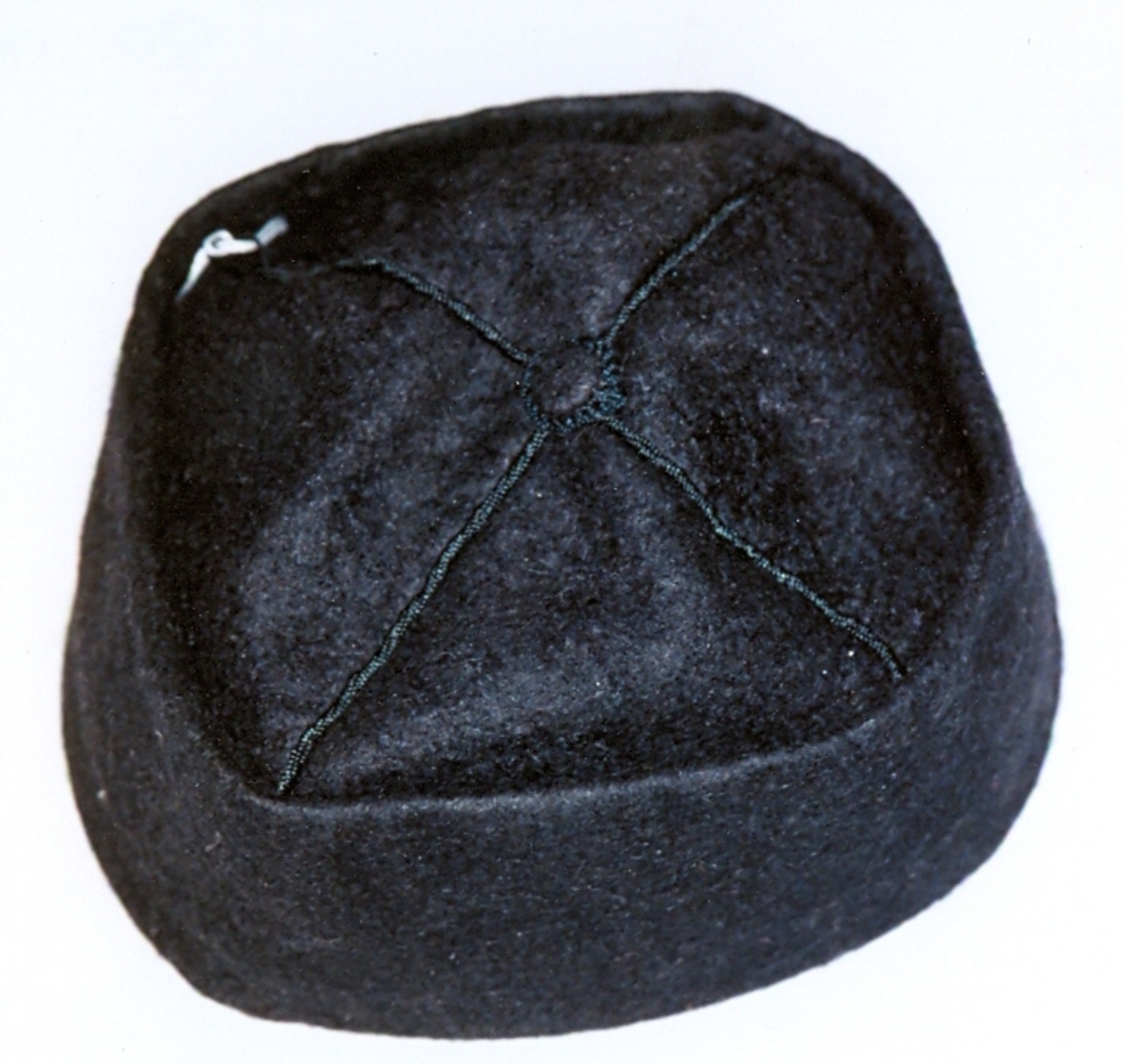 Black felt cap from the Svan in northwestern Georgia, late 20th century (TRC 1998.0028),